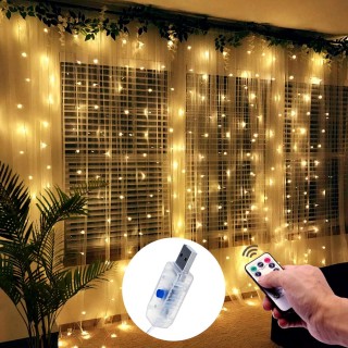 LED-valaistus // Decorative and Christmas Lighting // Kurtyna świetlna LED 3x3m Maclean, wymiary 3x3m, 300 diód LED, 8 trybów świecenia, USB 5V DC, 1A,temp. barw.3200K, MCE413
