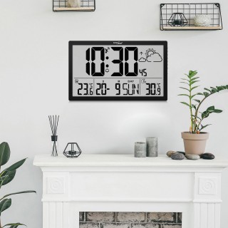 Tuotteet kotiin ja puutarhaan // Clocks // Zegar ścienny LCD bardzo duży GreenBlue, temperatura, data, GB218