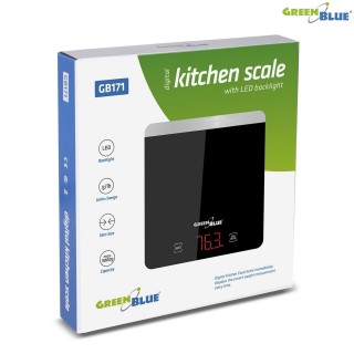Kitchen appliances // Kitchen scales // Waga kuchenna cyfrowa LED czarna GreenBlue GB171 min 1g max 5000g