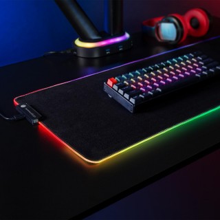 Klaviatūras un Peles // Peles paliktņi // Gamingowa podkładka pod mysz klawiaturę z podświetleniem LED RGB NanoRS, 800x300x4mm,  RS705