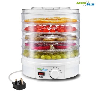 Kitchen appliances // Food dryers // Suszarka do grzybów, warzyw i owoców GreenBlue GB190 Moc 250W - bardzo cicha, wysokie sito 3,5cm, wersja UK