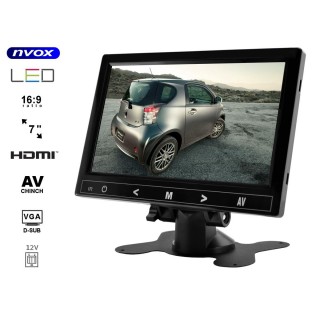 Auto un Moto preces, Auto Audio, Navigācija, CB Radio // Automašīnu radio un audio | Monitori // Monitor LED 7cali HD HDMI VGA AV 12V... (NVOX HM726NB)