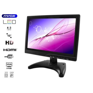 Auto- ja mootorrattatooted, elektroonika, navigatsioon, CB raadio // Autoraadio ja helisüsteem, autosisesed monitorid // Monitor LED HD 10cali HDMI VGA USB AV BNC 12V 230V... (NVOX PC1018 HD)