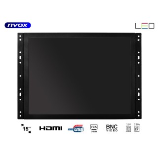 Товары для автомобилей и мотоциклов, электроника, звук, CB-радио // Автомобильные радио и аудио, мониторы в машину // Monitor open frame LCD 15cali cali LED VGA HDMI DVI 12V 230V... (NVOX OP1500VH)