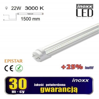 Apgaismojums LED // New Arrival // Świetlówka led 150cm 22w t8 3000k g13 ciepła przezroczysta jednostronna