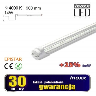 LED Lighting // New Arrival // Świetlówka led 90cm 14w t8 4000k g13 neutralna przezroczysta jednostronna