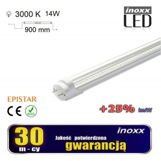 Apgaismojums LED // New Arrival // Świetlówka led 90cm 14w t8 3000k g13 ciepła przezroczysta dwustronna