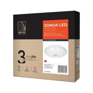 LED Lighting // New Arrival // ZONDA LED 16W, plafon z czujnikiem ruchu, 1100lm, IP20, 4000K, poliwęglan mleczny, biały