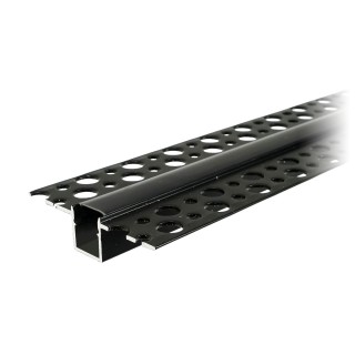 LED-valaistus // New Arrival // Profil aluminiowy do taśm LED, 2m, wpuszczany w karton gips, czarny, klosz matowy,  komplet 20 szt.