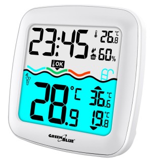 Nutiseadmed // Ilmajaamad // Stacja pogodowa z termometrem basenowym GreenBlue, zasięg 60m, czujnik pływający, temperatura, godzina, kalendarz, DCF, GB216