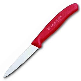 Kitchen appliances // Knifes, Knife sharpeners // Nóż do jarzyn ząbkowany Victorinox 8cm czerwony