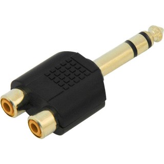 Liittimet // Different Audio, Video, Data connection plug and sockets // 3302#                Rozgałęźnik wtyk 6,3st-2gniazdo rca złoty