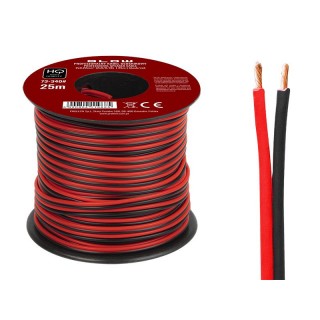 Acoustic audio systems cable and wire. Speaker cable // 73-340# Przewód głośnikowy 2x0,22mm czarno-czerwony 25m