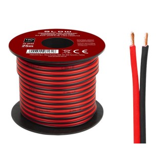 Acoustic audio systems cable and wire. Speaker cable // 73-344# Przewód głośnikowy 2x1,00mm czarno-czerwony 25m
