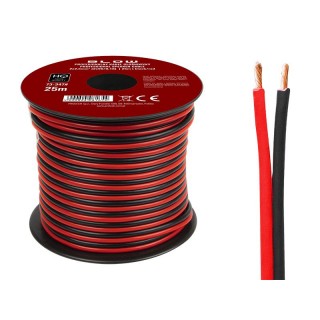 Acoustic audio systems cable and wire. Speaker cable // 73-347# Przewód głośnikowy 2x2,50mm czarno-czerwony 25m