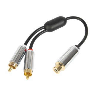 Liittimet // Different Audio, Video, Data connection plug and sockets // 91-231# Rozgałęźnik rca:gniazdo-2wtyk metal z przewodem 15cm