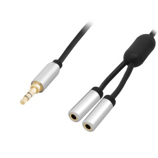 Liittimet // Different Audio, Video, Data connection plug and sockets // 91-241# Rozgałęźnik jack: wtyk 3,5st-2gniazdo 3,5 z przewodem 15cm metal blister
