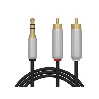Koaksiālo kabeļi 75 Ohm, 50 Ohm un Televīzijas aksesuāri // HDMI, DVI, Audio savienotājkabeļi un aksesuāri // 91-265# Przyłącze wtyk 3,5st-2xrca 5m metal