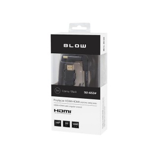 Koaksiaalvõrgud // HDMI, DVI, AUDIO ühenduskaablid ja tarvikud // 92-653# Przyłącze hdmi-hdmi black kątowe 3m skręcane