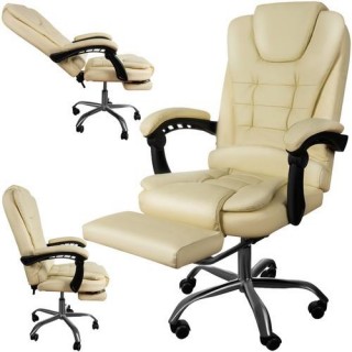Распродажа // Fotel biurowy z podnóżkiem- biały Malatec 23287