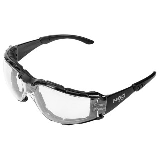 Lõpumüük // Okulary ochronne z wkładką piankową, białe soczewki, klasa odpornosci FT