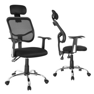 Распродажа // Siatkowe ergonomiczne krzesło biurowe Ergo Office, z wysokim oparciem, regulowany zagłówek, max 150kg, ER-413