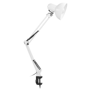 Apgaismojums LED // New Arrival // DEON, lampa biurkowa przykręcana, 60W, E27, stalowa, biała