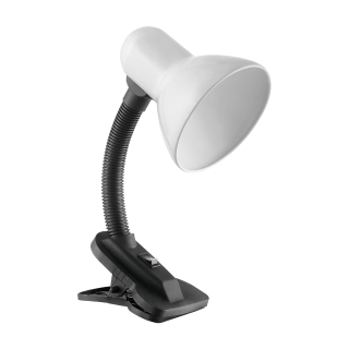 Apgaismojums LED // New Arrival // LATSA, lampa biurkowa z klipsem, 40W, E27, stal + tworzywo, biała