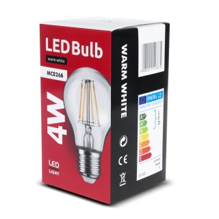 LED Lighting // New Arrival // Żarówka Maclean, Filamentowa LED E27, 4W, 230V, WW ciepła biała 3000K, 470lm, Retro edison ozdobna A60, MCE266