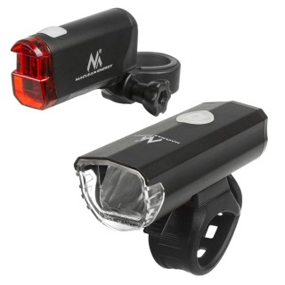 For sports and active recreation // Bicycle accessories // Oświetlenie rowerowe LED Maclean, przód+tył, 2 tryby, wbudowany akumulator, 1500mAh, tył 2xAAA, certyfikat StVZO, MCE312
