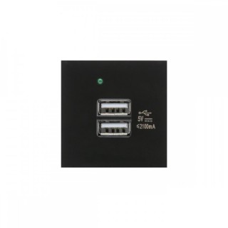 Elektromateriāli // Izpārdošana // Gniazdo USBx2 z ładowarką Maclean, podwójne, 2.1A fast charge, czarne, MCE728B
