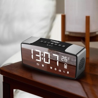 Аудио и HiFi-системы // Radio Clock // Radiobudzik bluetooth GreenBlue, FM, aux-in, 6W, temperatura, alarm, zegar, akumulator 2200mAh, GB200