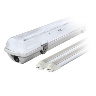 Apgaismojums LED // New Arrival // Zestaw: 1x oprawa hermetyczna lampa led ip65 1-stronna+ 2x świetlówka led 120cm 18w  t8 6000k 1-stronna zimna