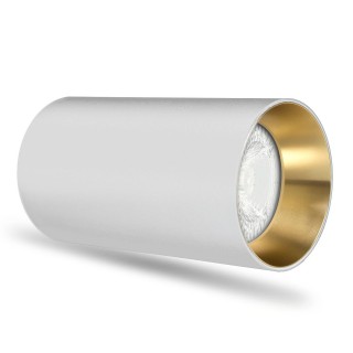 LED Lighting // New Arrival // Oprawa natynkowa / tuba Maclean, punktowa, okrągła, aluminiowa, GU10, 55x100mm, kolor biały/złoty, MCE458 W/G