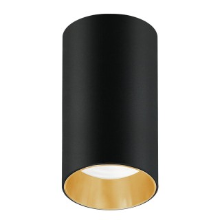 LED Lighting // New Arrival // Oprawa natynkowa / tuba Maclean, punktowa, okrągła, aluminiowa, GU10, 55x100mm, kolor czarny/złoty, MCE458  B/G