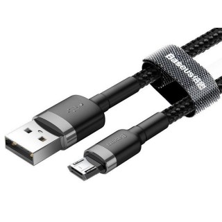 Mobilie Telefoni un aksesuāri // Lādētāji un turētāji // BASEUS Cafule Micro USB cable 2.4A 0,5m (CAMKLF-AG1) gray + black