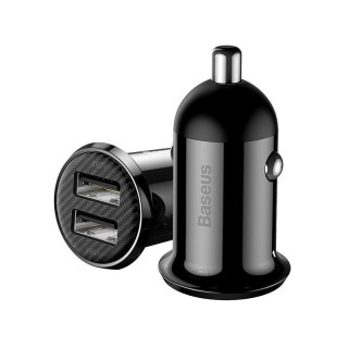 Mobilie Telefoni un aksesuāri // Lādētāji un turētāji // BASEUS Ładowarka samochodowa Baseus Grain Pro 2x USB 4.8A (CCALLP-01) czarna