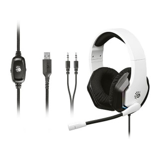 Audio and HiFi sistēmas // Austiņas ar mikrofonu // Słuchawki A4TECH Bloody G260p USB+AUX3.5 White RGB