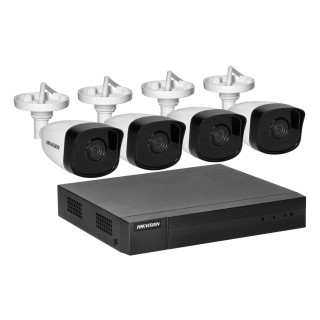 Videovalve // CCTV komplektid // HIKVISION IPKIT-B4-4CH zestaw monitoringu z 4 tubowymi kamerami IP HIKVISION  IP-CAM-B140H oraz 4-kanałowym rejestratorem HIKVISION NVR-4CH, rozdzielczość 4Mpx, zasilanie PoE, doświetlenie IR, cyfrowa redukcja szumów, IP67