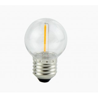LED bulb E27 230V G45 1W, FILAMENT, warm white 2700K, 50lm, plastic