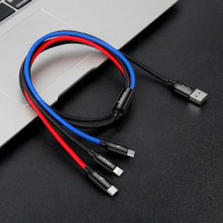 Cable USB A plug - USB C / micro USB / IP Lightning connector cable 1.2m for device chargin (not suitable for data transfer) black BASEUS