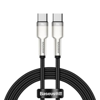 Cable USB C - USB C, for data transfer and charging up to 100W, 1m, black Cafule Metal BASEUS