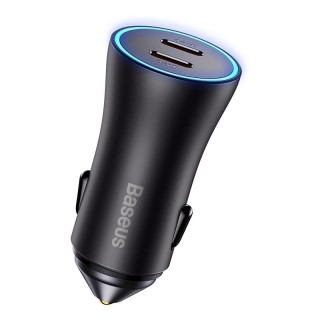 Car Quick Charger 40W 12-24V 2xUSB-C QC4+ PD SCP AFC, Dark Gray