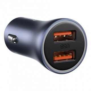 Car Quick Charger 40W 12-24V 2xUSB QC4.0 SCP FCP AFCwith USB-C 1m Cable , Dark Gray