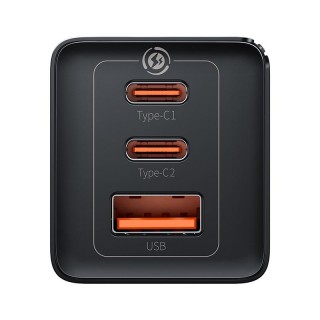 Wall Charger GaN5 Pro 65W USB + 2xUSB-C QC3.0 PD3.0 with USB-C 1m Cable, Black