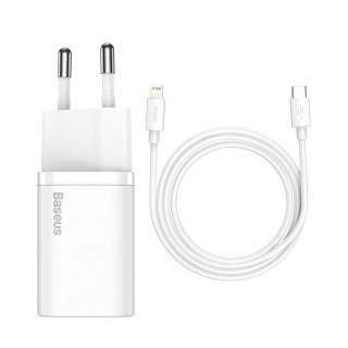 Wall Quick Charger Super Si 20W USB-C QC3.0 PD with Lightning 1m Cable, White