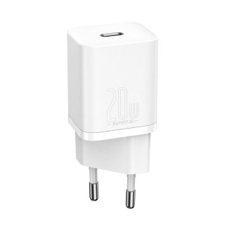 Wall Quick Charger Super Si 20W USB-C QC3.0 PD with Lightning 1m Cable, White