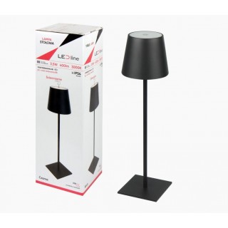 Rechargable table lamp, 3.5W, 400lm, IP54, warm white 3000K, 4000mAh, black USB type C