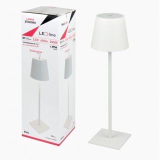 Rechargable table lamp, 3.5W, 400lm, IP54, warm white 3000K, 4000mAh, white USB type C