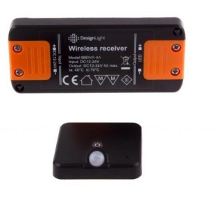 Wireless motion sensor 12-24Vdc, 8A, controller + PIR motion sensor, dimming function, black, Design Light